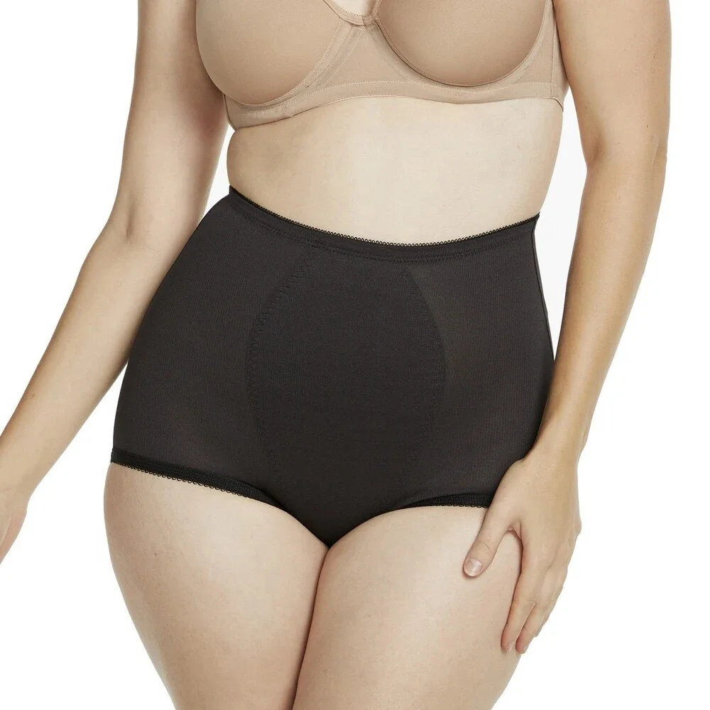 CUPID 2-Pack Firm Control Hi-Waist Brief with Tummy Panel (9622) Large Black